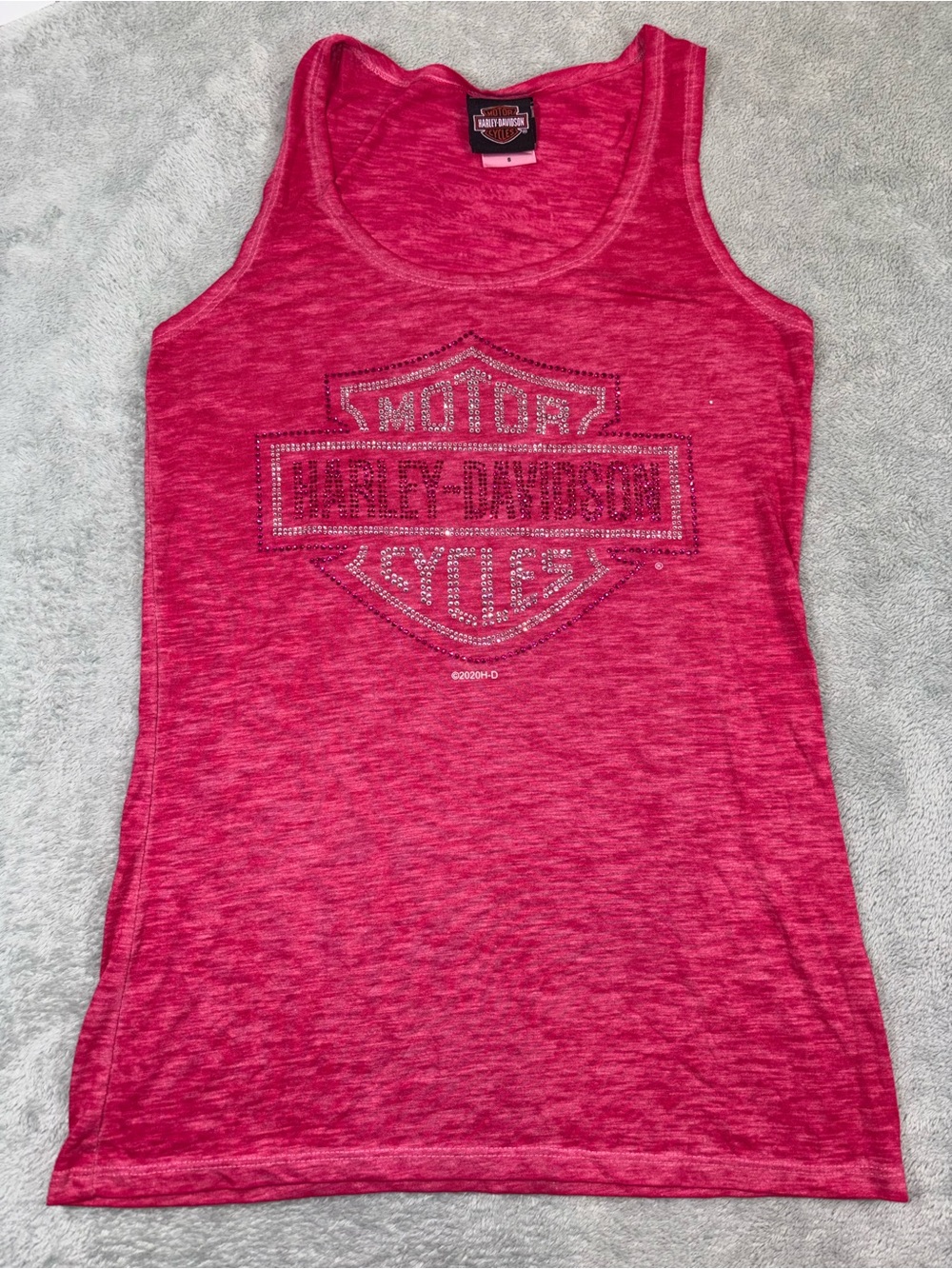 Harley-Davidson Fuchsia Heather Embellished Tank Top Size S